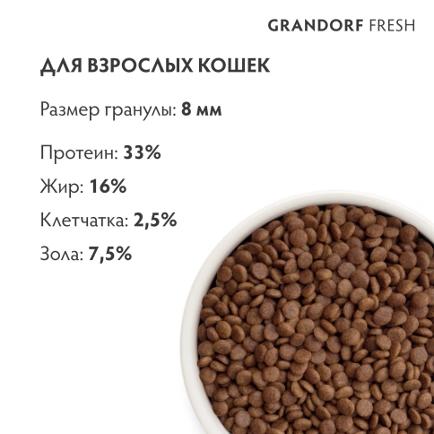 Сухой корм Grandorf Fresh Cat для взрослых кошек чувствительное пищеварение или склонность к аллергии ягненок с бататом 400 г фото 9
