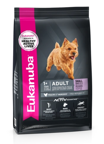 Сухой корм Eukanuba Adult Mini Breed для взрослых собак миниатюрных пород с птицей, 3.5 кг фото 1